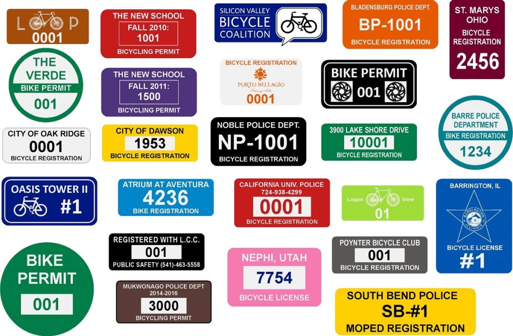 Bicycle Registration Stickers & Bike Permit Labels Imprints