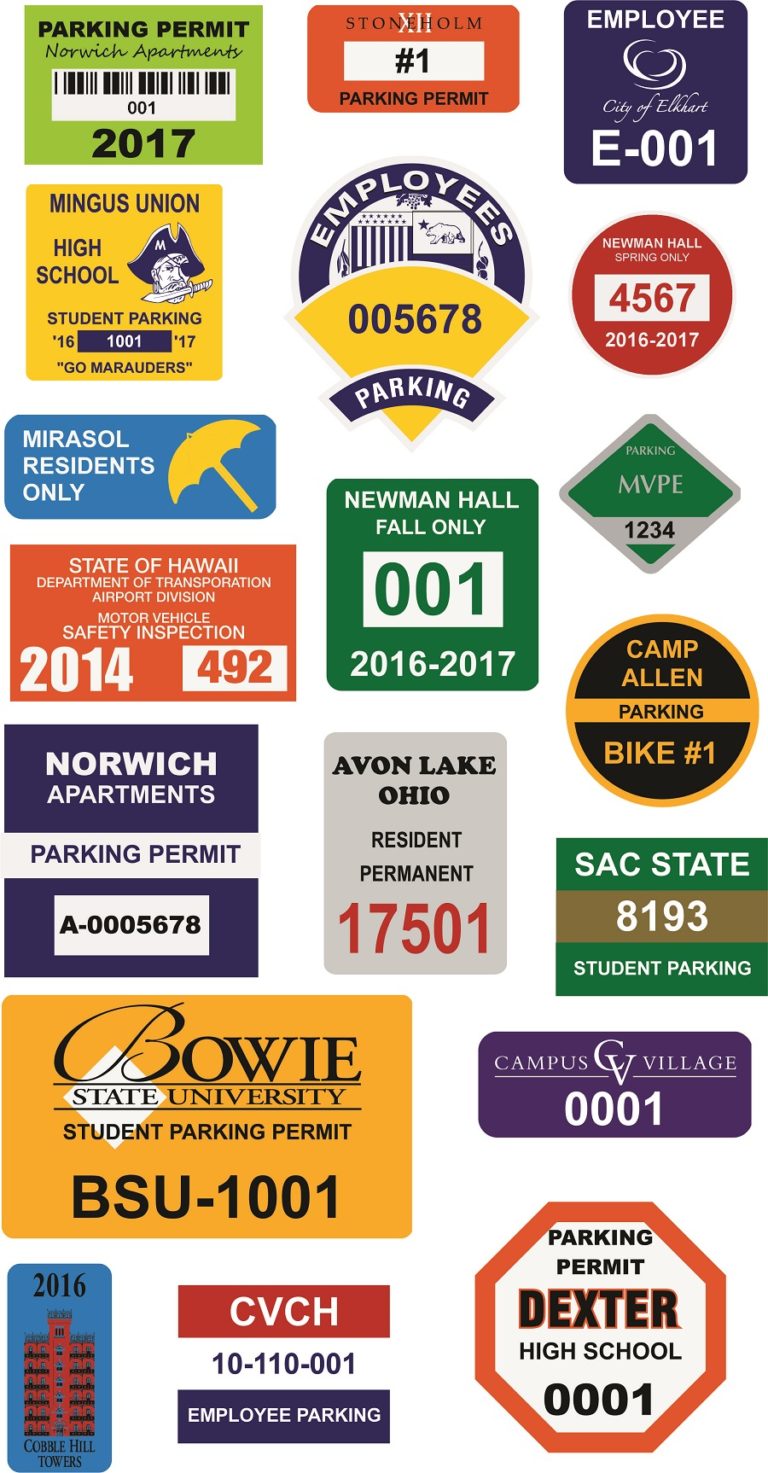 Parking Permit Decals & Stickers, Window Parking Labels